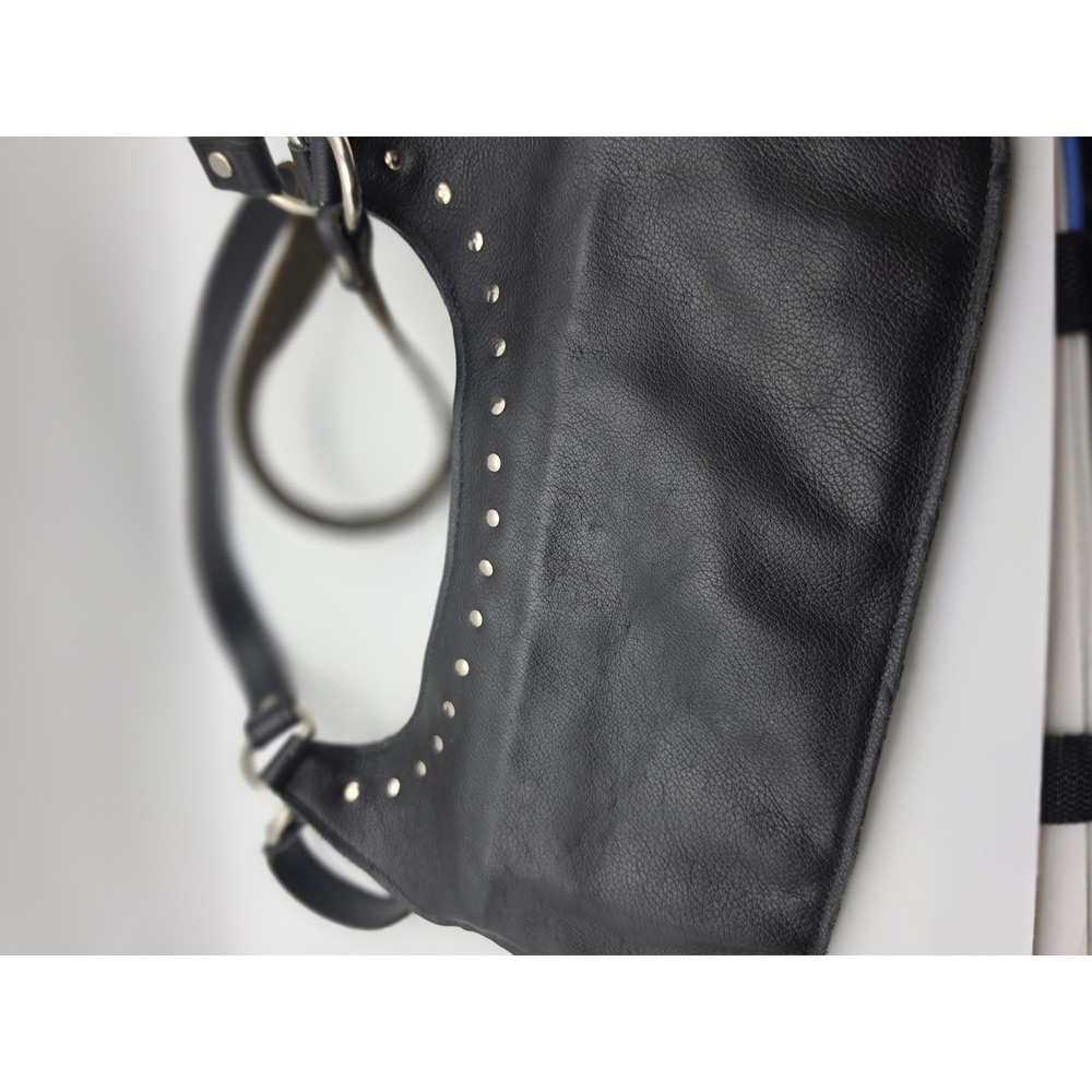 Harley-Davidson Black Pebbled Leather Studded Small Shoulder Bag Hobo Purse - Picture 9 of 11